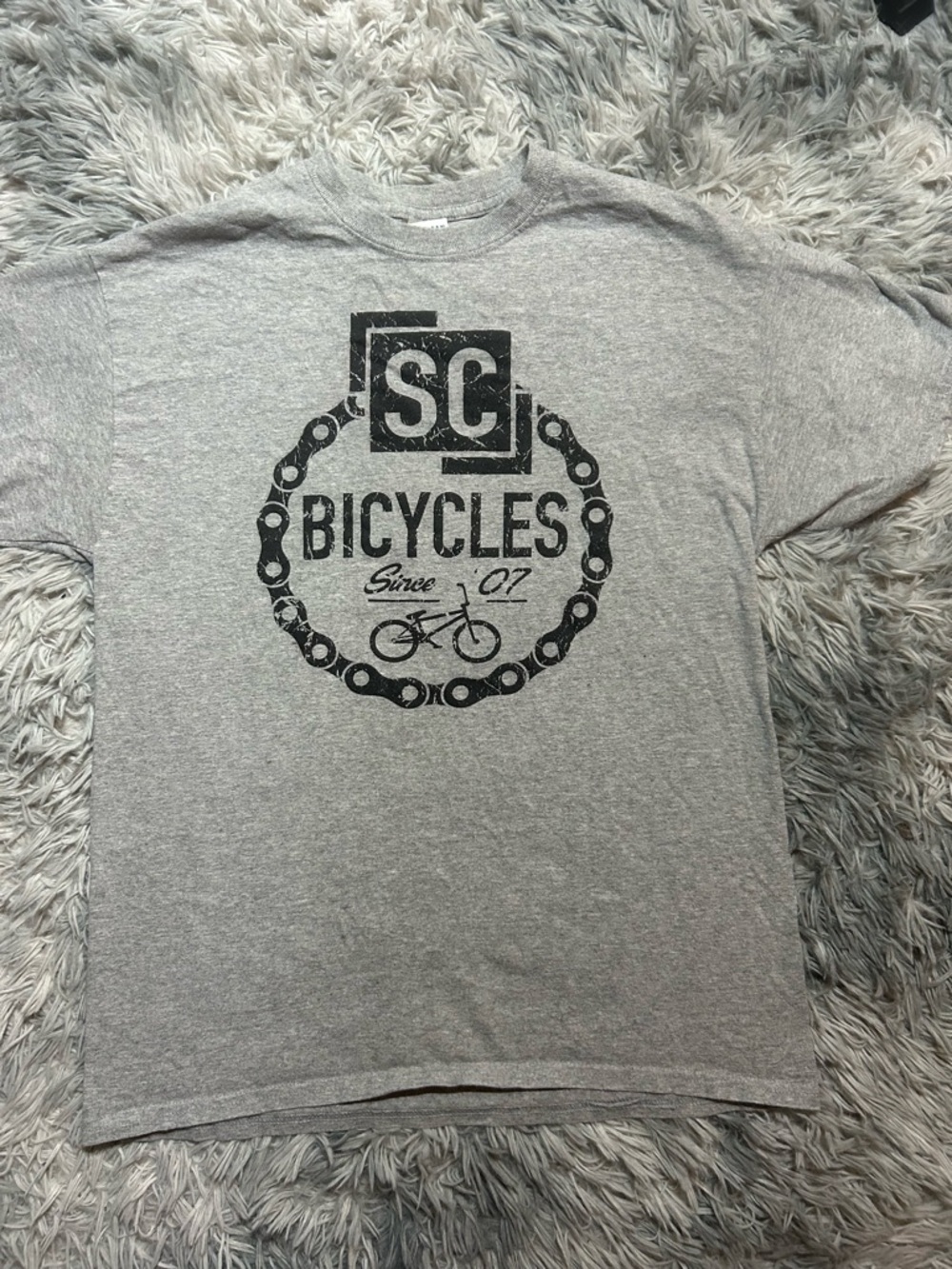 Gildan Gray Crewneck Tee with Black Graphic